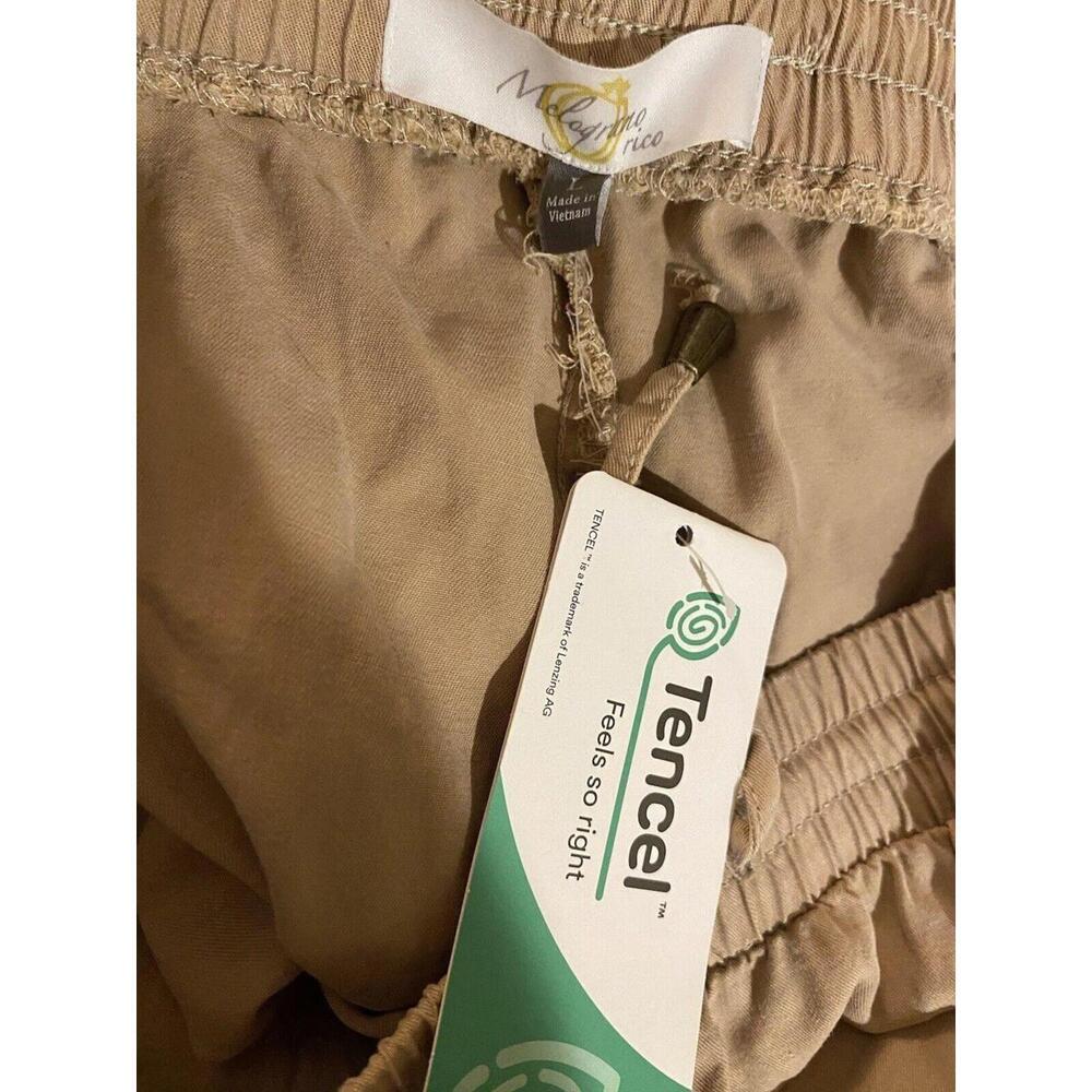 Womens size Large 100% Tencel Pants Joggers Zipper Pockets Drawstrings Tan NEW - Picture 10 of 10